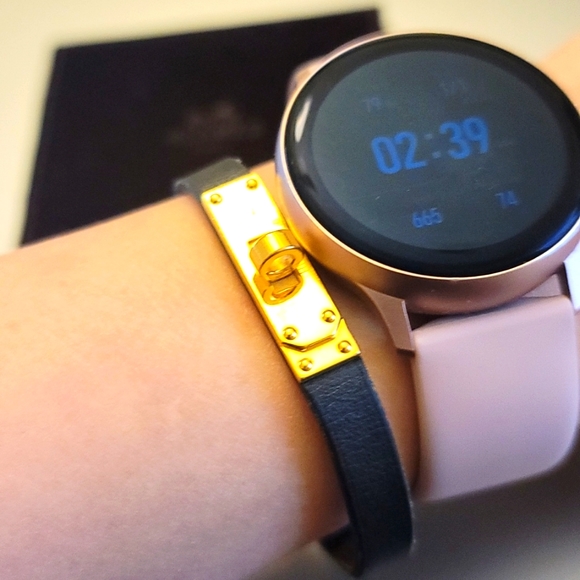 Rare! Hermes Chamonix Kelly Bracelet S Gold Black Leather Velvet Pouch - Picture 3 of 12